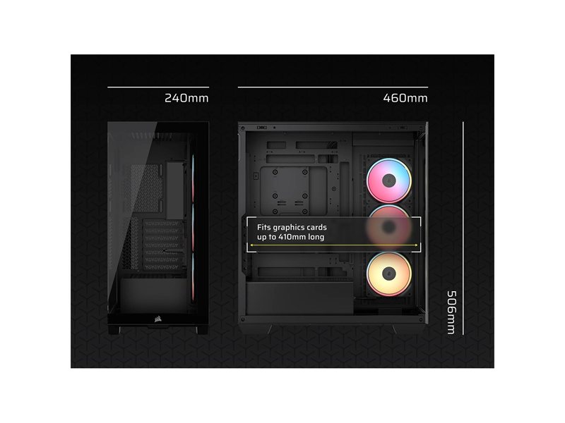 Корпус без блока питания/ Case Corsair 3500X LX-R RGB iCUE LINK, Midi-Tower, TG, 3x120mm ARGB, 2xUSB-A 3.2, 1xUSB 3.2 Type-C, E-ATX, ATX, mATX, mITX Black