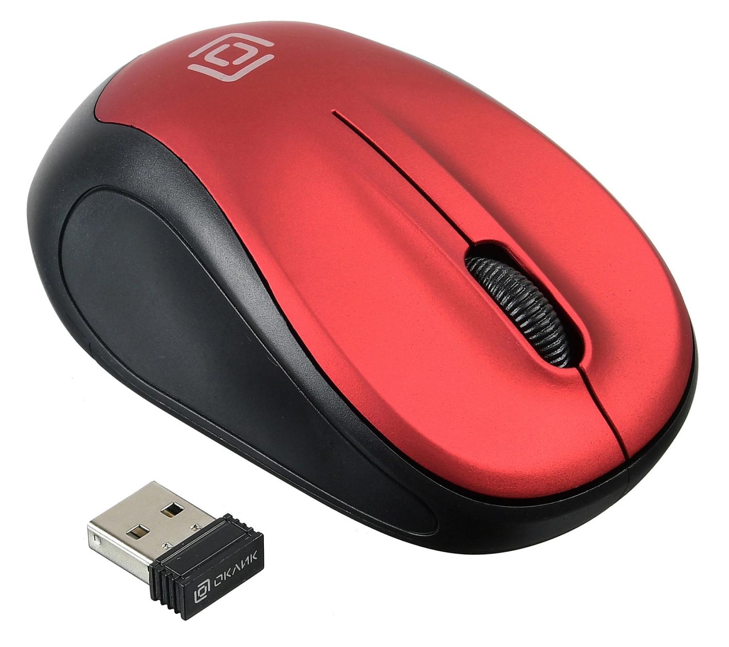 Мышь Оклик 665MW черный/красный оптическая 1600dpi беспров. USB для ноутбука 3but (1025135)