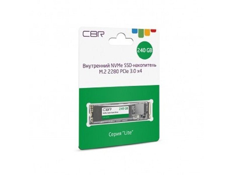 CBR SSD-240GB-M.2-LT22, Внутренний SSD-накопитель, серия "Lite", 240 GB, M.2 2280, PCIe 3.0 x4, NVMe 1.3, SM2263XT, 3D TLC NAND, R/W speed up to 2000/1300 MB/s, TBW (TB) 120