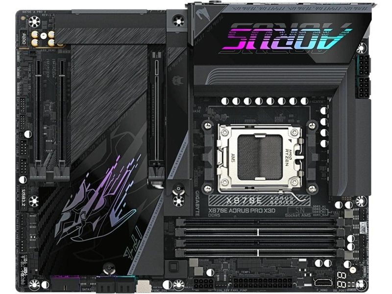 Материнская плата Gigabyte X870E AORUS PRO X3D X870E, AM5, 4*DDR5, 3*PCIEx16, 4*M.2, 2*TypeC, 5*USB3.2Gen2, 7*USB3.2Gen1, 4*USB2.0, 4*SATA3.0, 5G, 2*Type-C(DP), HDMI, ATX, RTL