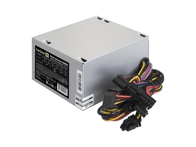 Exegate EX259601RUS Блок питания 650W Exegate UN650, ATX, 12cm fan, 24p+(4+4)p, 6/8p PCI-E, 4*SATA, 2*IDE, FDD