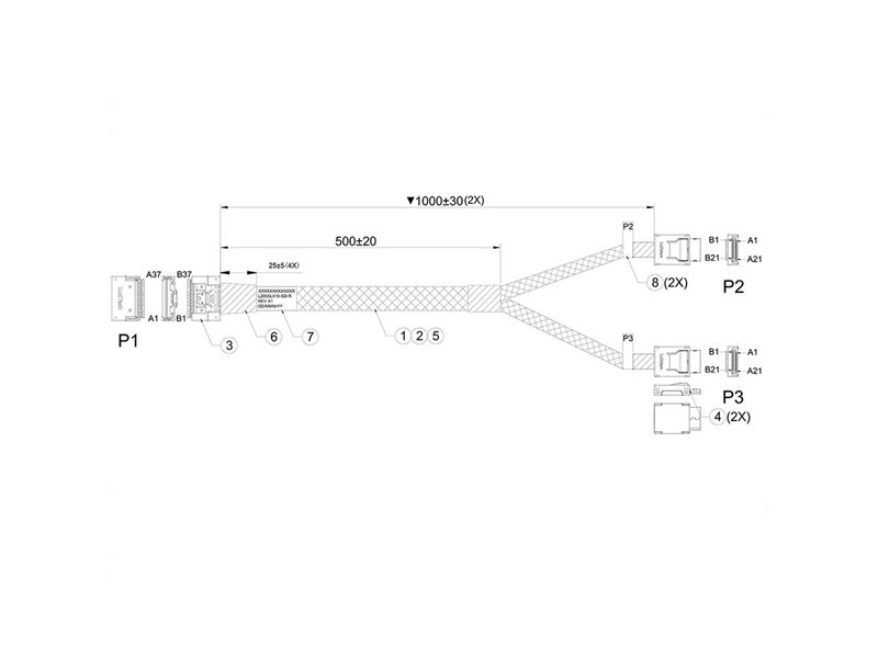 Кабель Luxshare L285SL016-SD-R Slimline SASx8 to 2x OCuLink x4 1M