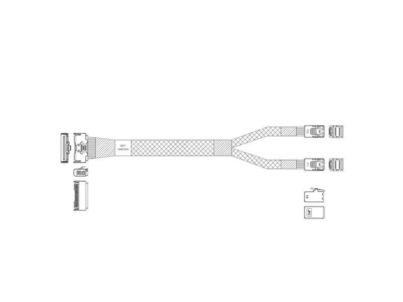 Кабель JPC P7356DN10800-1    Cable MCIO x8 74P (прямой Straight Type)  -TO-  2x HD MiniSAS 4i 36P (SFF8643, прямой Straight Type) , 85 Ohm, L:80cm