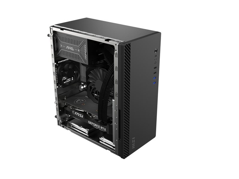 Корпус ПК без блока питания/ Case MSI PRO SHIELD M100P, Midi-Tower, 1x80mm, 2xUSB 3.2, 2xUSB 2.0, mATX, mITX Black