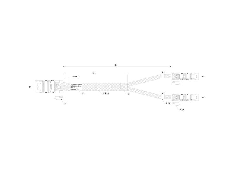 Кабель Luxshare L285SL010-SD-R , Slimline SASx8 -to- 2 Slimline SASx4, 1M
