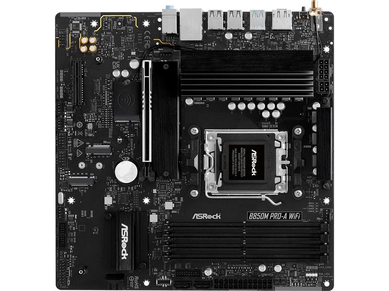 Материнская плата Asrock B850M PRO-A WIFI Socket AM5 AMD B850 4xDDR5 mATX AC`97 8ch(7.1) 2.5Gg RAID+HDMI+DP