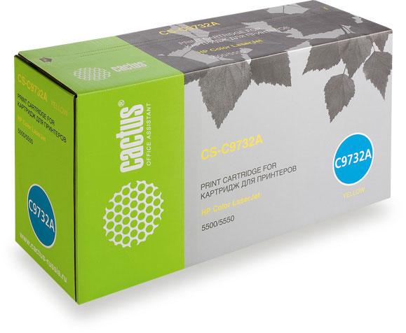 Картридж лазерный Cactus CS-C9732A желтый (12000стр.) для HP CLJ 5500/5550
