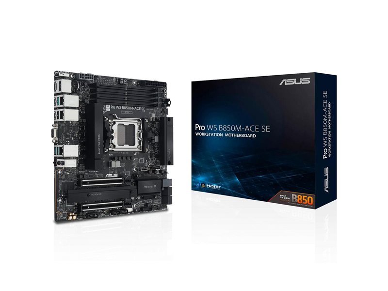 Материнская плата ASUS PRO WS B850M-ACE SE AM5 mATX 4xDDR5 2xPCIEx16 2xM.2 2хUSB-C DP HDMI VGA 10GLAN 2.5GLAN