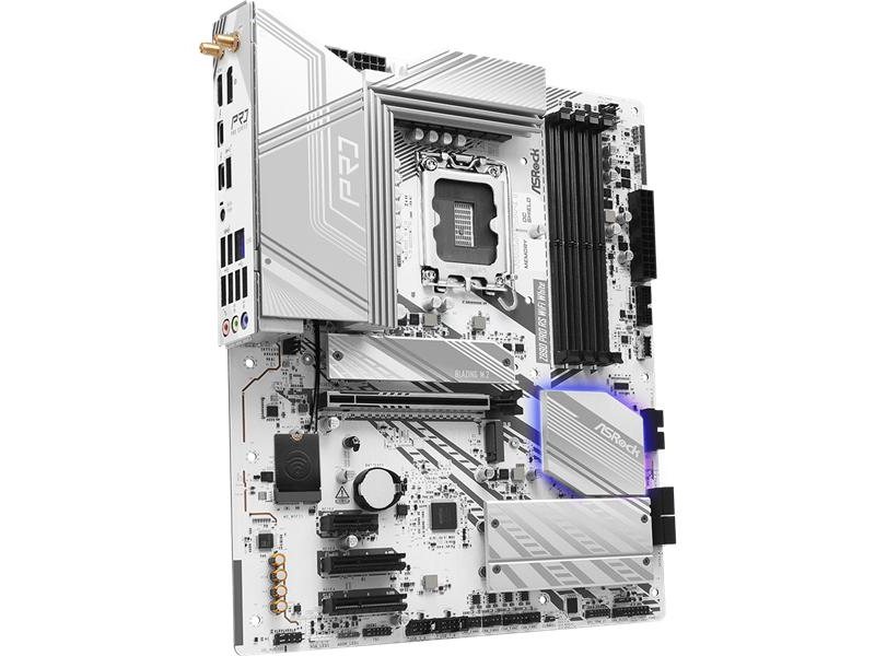 Материнская плата ASROCK Z890 PRO RS WIFI WHITE, LGA1851, Z890, 4*DDR5, 4*SATA, 4*M.2, 3*USB 3.2, 4*USB 2.0, 2*Type-C, 1*PCIx16, 2*PCIx4, 1*M.2 (Key E), HDMI+DP, ATX