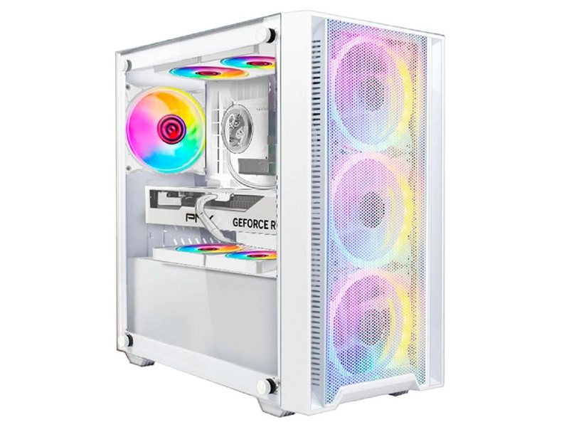 Ginzzu CL640 mATX FAN 4*12FRGB  передняя панель Сетка Белый