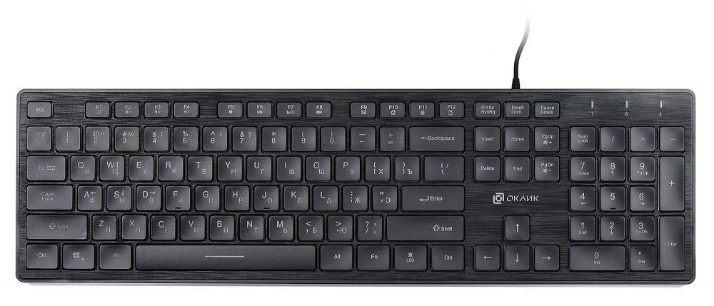 Клавиатура Оклик 550ML черный USB slim Multimedia LED (1061617) кабель 1.5м