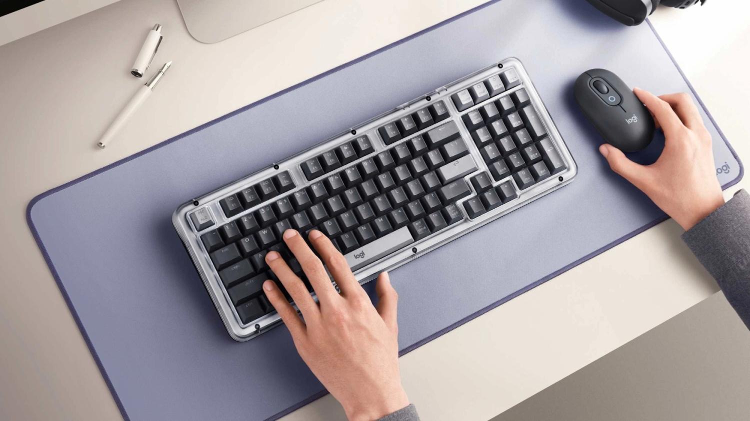 Клавиатура Logitech K98M механическая графитовый USB беспроводная BT/Radio Multimedia LED (подставка для запястий) (920-013040)