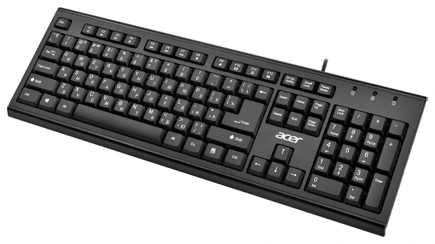 Клавиатура Acer OKW120 черный USB Multimedia (ZL.KBDEE.006) кабель 1.8м
