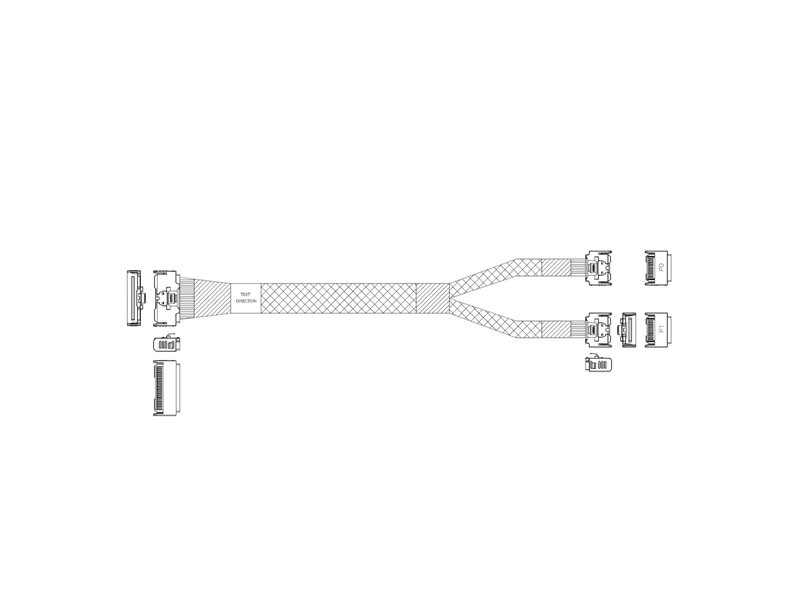 Кабель L285MM005-SD-R Cable MCIO x8 74P (STRAIGHT TYPE)  -TO-  2*MCIO x4 38P (STRAIGHT TYPE) , L:80cm