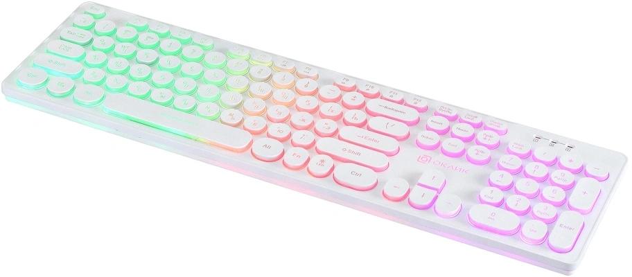 Клавиатура Оклик 420MRL белый USB slim Multimedia LED (1091227) кабель 1.5м