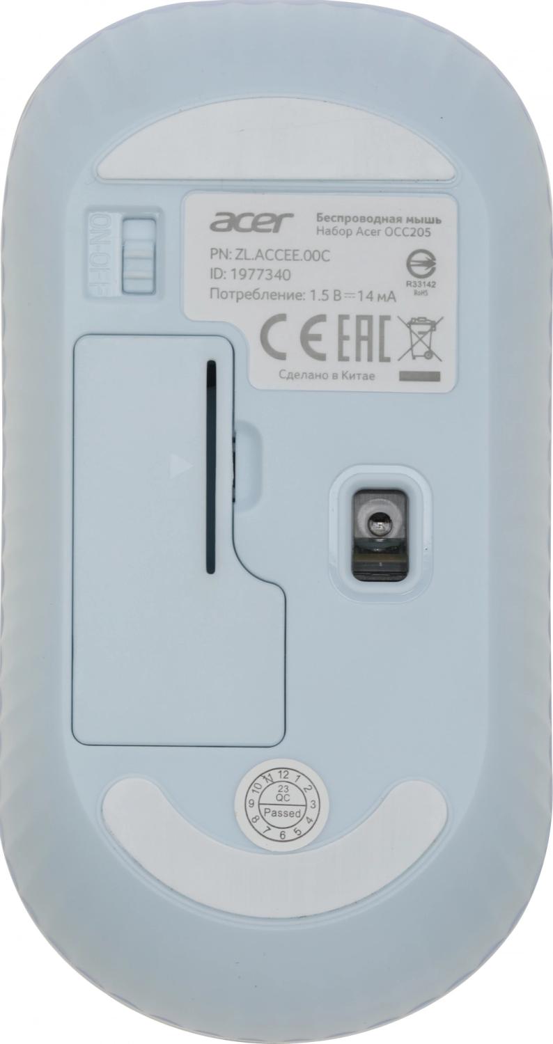 Клавиатура + мышь Acer OCC205 клав:белый/голубой мышь:белый/голубой USB беспроводная slim Multimedia (ZL.ACCEE.00C)