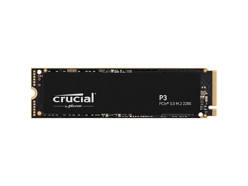 Твердотельный накопитель SSD Crucial P3, 1000GB, M.2(22x80mm), NVMe, PCIe 3.0 x4, QLC, R/W 3500/3000MB/s, TBW 220, DWPD 0