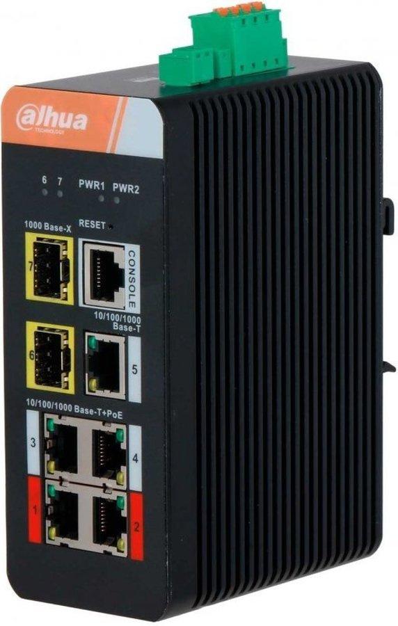 Коммутатор Dahua DH-IS4207-4GT-120 (L2) 1x100Мбит/с 4x1Гбит/с 2SFP 4PoE 120W управляемый