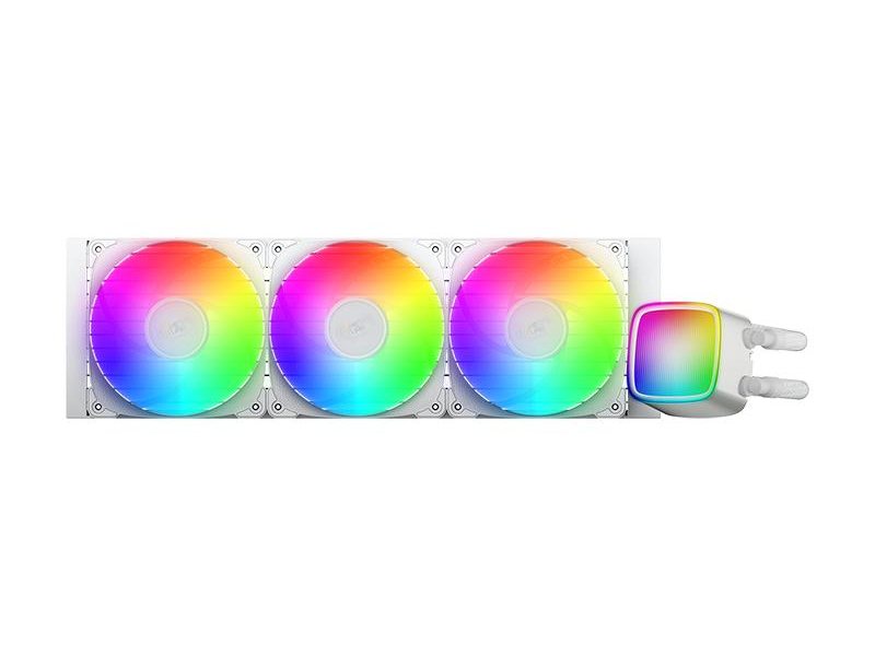 Система жидкостного охлаждения/ Water Cooling System Geometric Future Eskimo Pro 360 (240W, 360mm, ARGB, White/ Fans: 3x120mm, 80.81CFM, 34.2dBA, 2000RPM/ Pump height 54mm, 3200RPM, Rad thickness 27mm/ S: 1851, 1700, 1200, 115X, 2011, 2066, AM5, AM4)