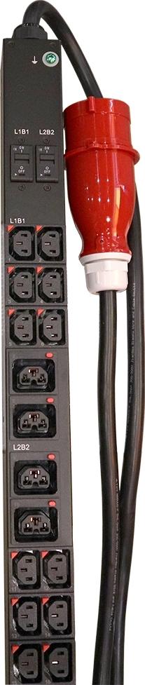 Блок распределения питания Lanmaster LAN-PDUVG332C-36L12Z-03BK верт.размещ. 36xC13 12xC39 с мониторингом 3x32A IEC 309 3м