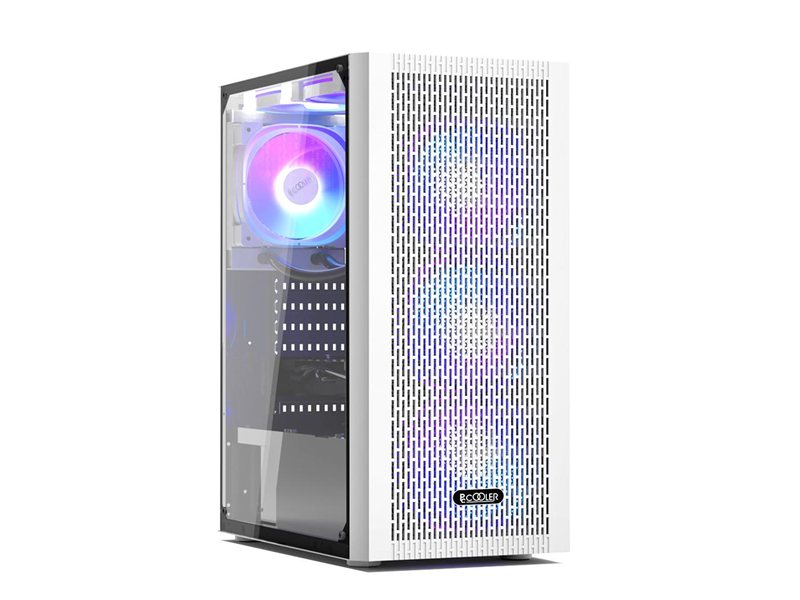 Корпус без блока питания/ Case PCCooler MA100 MESH WH, Midi-Tower, TG, Mesh, 3x120mm ARGB, 1xUSB-A 3.0 + 2xUSB-A 2.0, ATX, mATX, mITX White