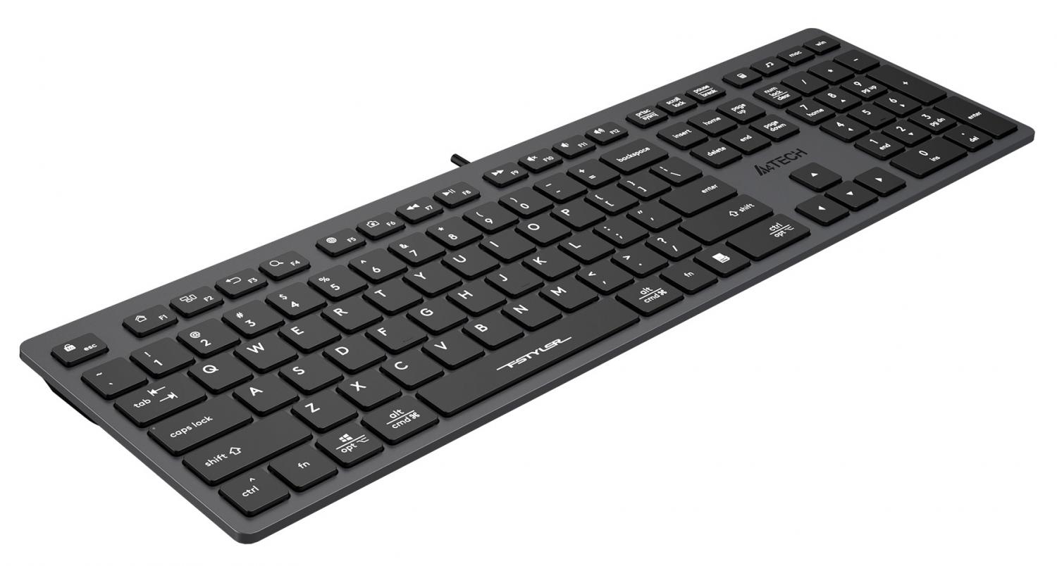 Клавиатура A4Tech FX50 серый USB slim Multimedia (FX50 GREY) кабель 1.5м
