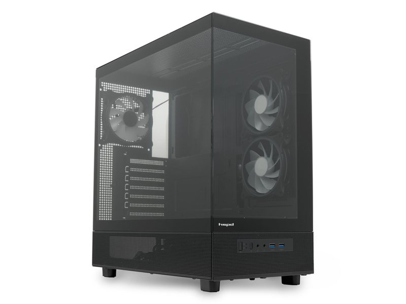 Корпус без блока питания/ Case HSPD F710, Panoramic Mid Tower, Black, TG, 0.5 SPCC, 3x120mm ARGB (FN027) E-ATX, ATX, mATX, mITX 185/395/270mm 2x2.5", 1x3.5", 7xPCI 2xUSB-A 3.0 435x230x457mm
