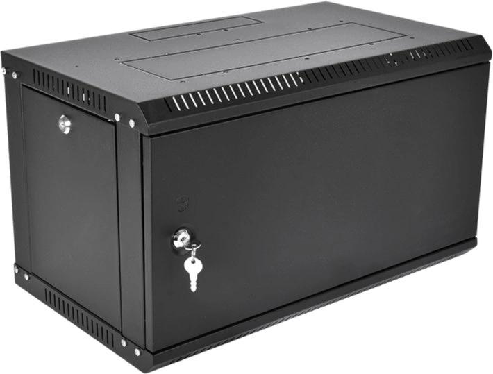 Шкаф коммутационный ЦМО ШРН-Эконом (ШРН-Э-6.500.1-9005) настенный 6U 600x520мм пер.дв.металл 75кг черный 470мм 14.5кг 180град. 345мм IP20 металл
