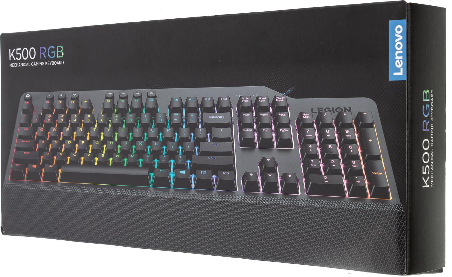 Клавиатура Lenovo K500 RGB механическая черный USB Multimedia for gamer LED (подставка для запястий) (GY40T26479) кабель 1.8м