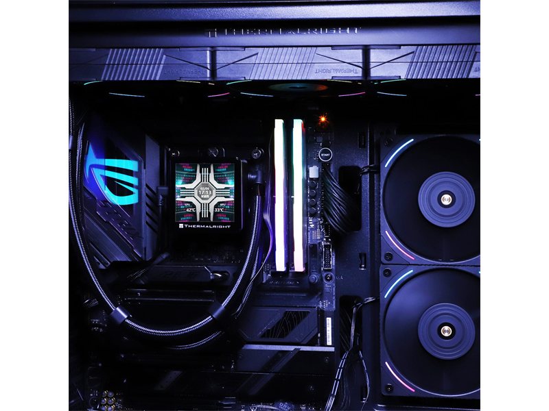 Система жидкостного охлаждения/ Water Cooling System Thermalright Frozen Vision 360 V2 (360mm, LED, Black, ARGB/ Fans: 3x120mm, 69CFM, 27dBA, 2150RPM/ Pump height 60mm, 23dBA, 3000RPM, Rad thickness 27mm/ S: 1700, 1200, 1851, 115X, 2011, 2066, AM5, AM4)