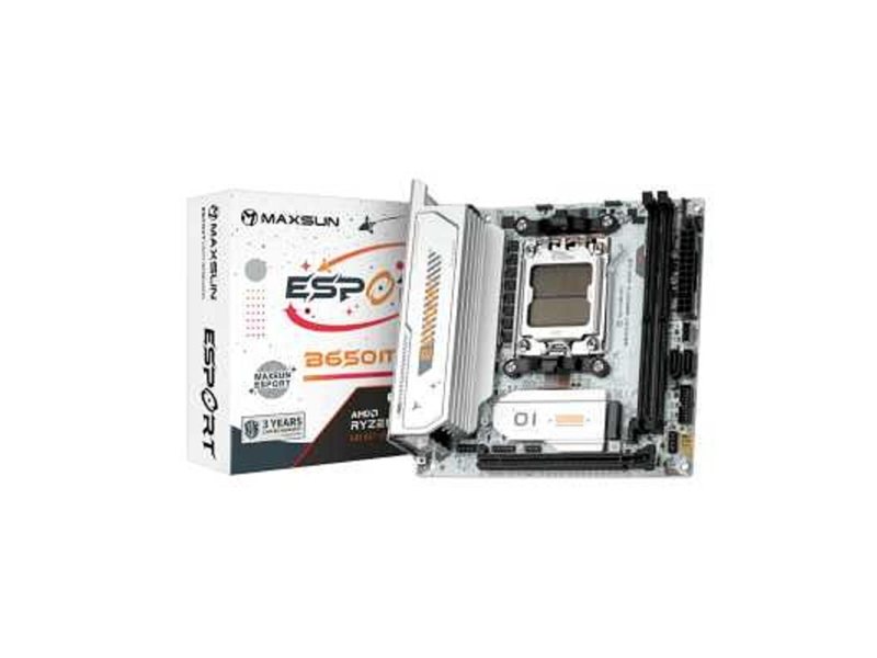 MAXSUN MS-eSport B650ITX WIFI ICE (Socket AM5, mini-ITX, 2*DDR5(96Gb), DP/HDMI,  2*SATA3, 2*M.2,  1*PCIEx16, 4*USB2.0, 2*USB 3.0,  LAN 1*2,5G, Bluetooth5.2,  Wi-Fi 802.11ax, RTL)