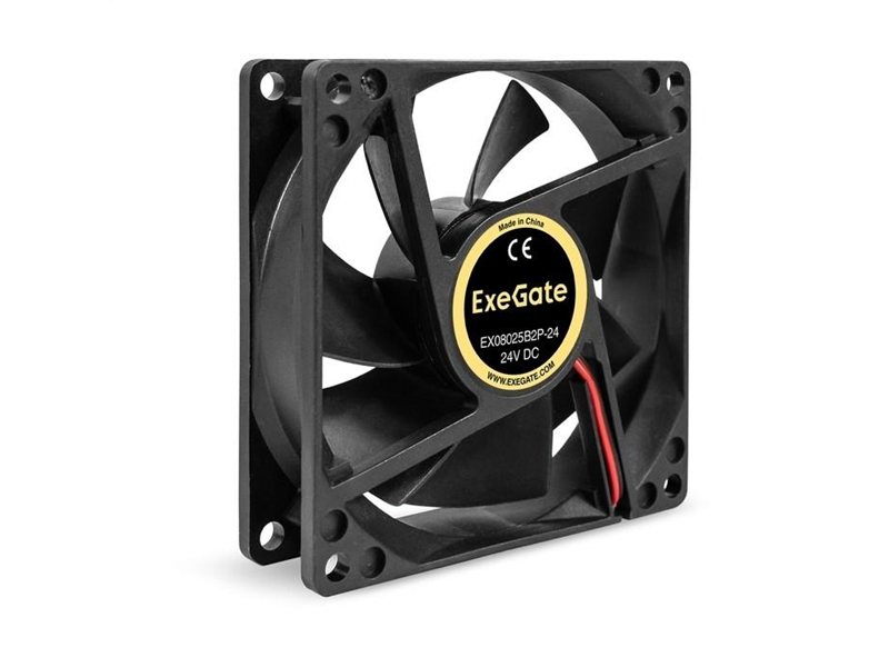 Exegate EX295207RUS Вентилятор 24B DC ExeGate EX08025B2P-24 (80x80x25 мм, 2-Ball (двойной шарикоподшипник), 2pin, 2850RPM, 28.5dBA)