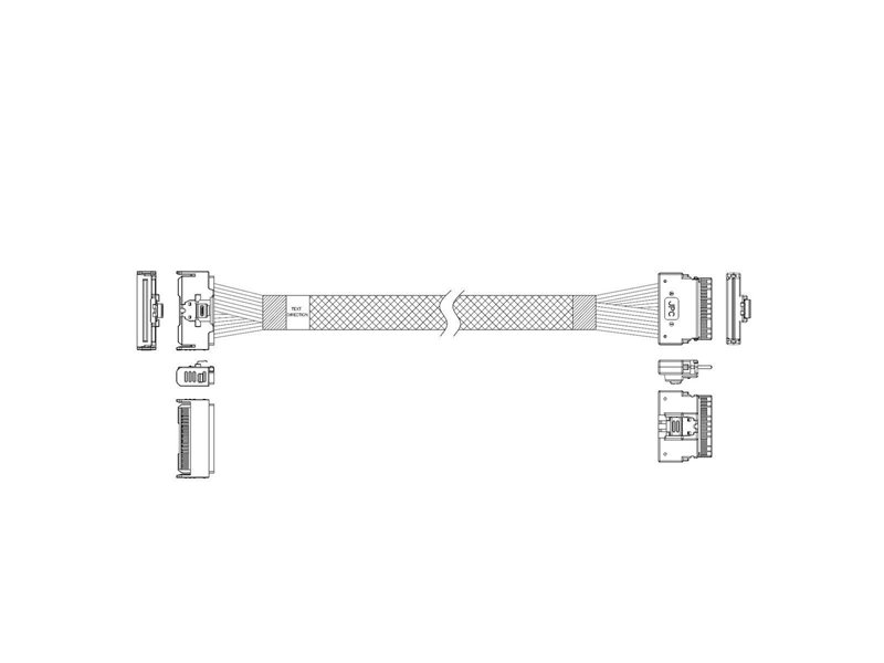 Кабель Amphenol RMC74-5874,, MCIO x8 74P (прямой Straight Type) TO Slimline SAS x8 74P (SFF8654, прямой Straight Type) , 85 Ohm, L:100cm
