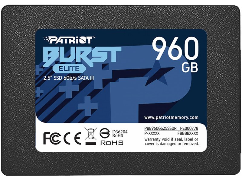 Накопитель SSD Patriot SATA-III 960GB PBE960GS25SSDR Burst Elite 2.5"
