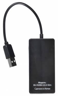 Разветвитель USB 2.0 Buro BU-HUB4-U2.0-Slim 4порт. черный