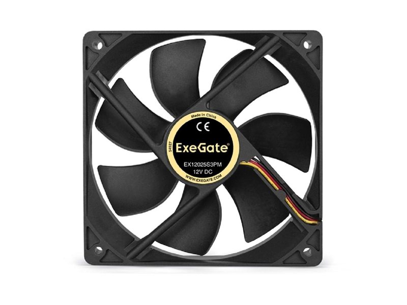 Exegate EX283389RUS Вентилятор ExeGate EX12025S3PM, 120x120x25 мм, подшипник скольжения, 3pin+Molex, 1200RPM, 25dBA