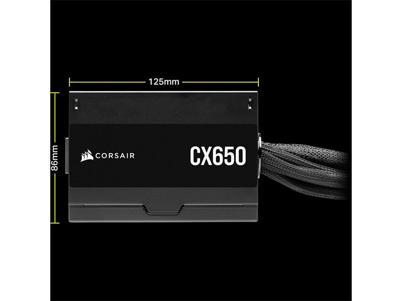 Блоки питания/ Power Supply Corsair CX650, Model RPS0128, 650W 80+ Bronze (ATX, 2.31, Non-modular, 1x24(20+4)pin, 1xCPU 8(4+4)pin, 2xPCIe*2 8(6+2)pin, 3xSATA3, 2xMOLEX4pin, Active, 120x120mm, 150x120x86mm, APFC, Power cable-EU, black)