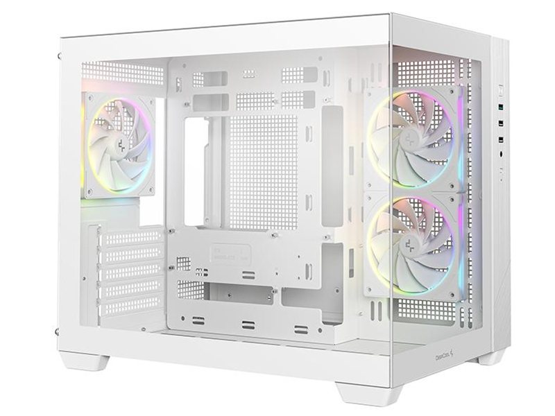 корпус Deepcool CG330 3F WH без БП, боковое окно (панорама), 3x120mm ARGB PWM вентилятора, белый, mATX (R-CG330-BKNGM3-G)