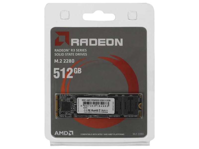 Твердотельный накопитель SSD AMD Radeon M2.2280 512GB R3 Series