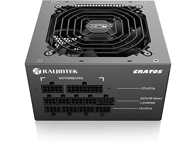 Блоки питания/ Power Supply Raijintek CRATOS 1000, 1000W 80+ Gold (ATX, 3.1, PCIe 5.1, Full-modular, 1x24(20+4)pin, 2x4+4-pin CPU, 4x6+2-pin PCIe, 1x12V(2x6), 8xSATA3, 4xMolex, Active, 120x120mm, 150x140x86mm, APFC, black)
