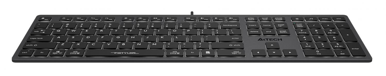 Клавиатура A4Tech FX60 серый USB slim LED (FX60 GREY / WHITE) кабель 1.5м