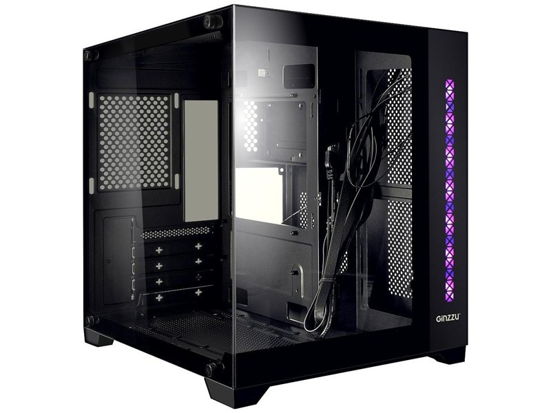 Ginzzu V320 RGB подсветка, закаленное стекло 1*USB 3.0,1*USB 2.0, AU mATX
