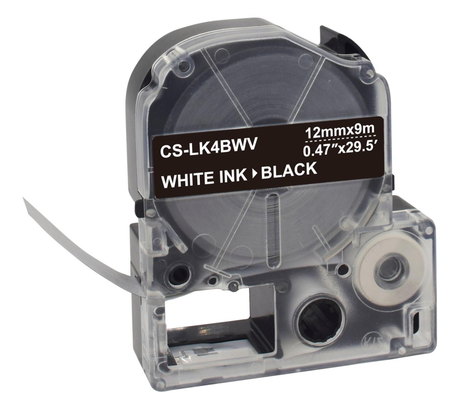 Картридж ленточный Cactus CS-LK4BWV LK-4BWV белый на черном 12x9 для Epson LW300/LW400/LW700/LW600P/LW1000P/K400/Z700/Z900