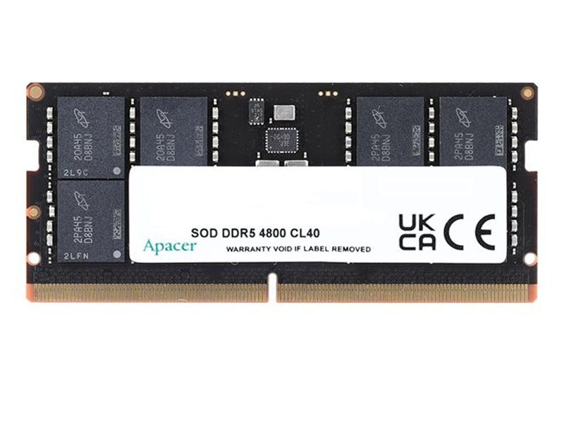 Оперативная память Apacer  DDR5  16GB  4800MHz SO-DIMM (PC5-38400) CL40 1.1V (Retail) 2048*8  3 years (AS16GHB48CTBBGH/FS.16G2A.PTH)
