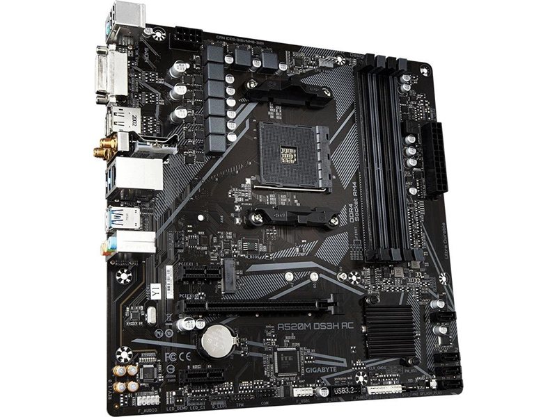 Материнская плата Gigabyte A520M DS3H AC Soc-AM4 AMD A520 4xDDR4 mATX AC`97 8ch(7.1) GbLAN RAID+HDMI+DP