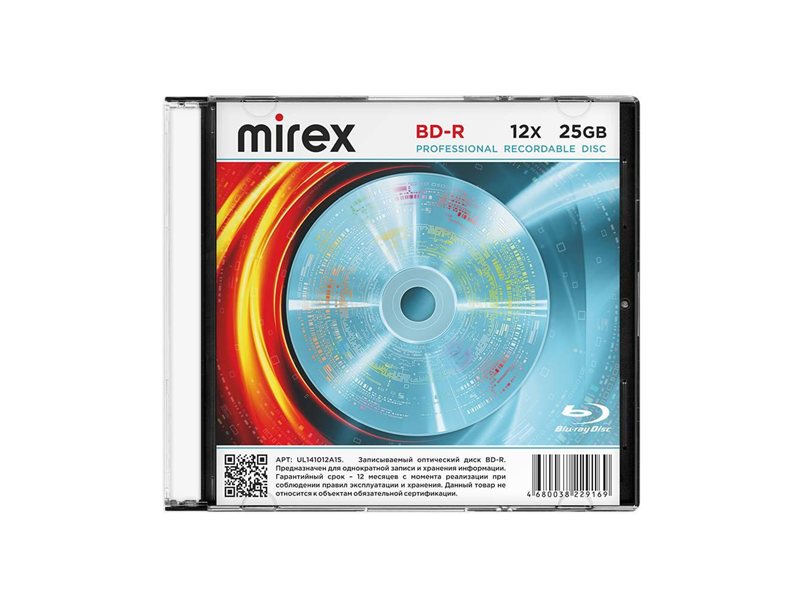 Диск BD-R Mirex 25 Gb, 12x, Slim Case (1), (1/50)