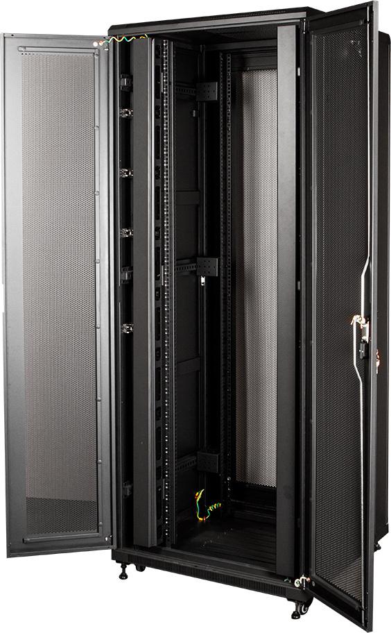 Шкаф серверный Lanmaster Business (TWT-CBB-47U-8X12-P1) напольный 47U 800x1200мм пер.дв.перфор. задн.дв.перфор.2-хст. 2 бок.пан. 800кг черный 1126мм 142.2кг 2277мм IP20 сталь