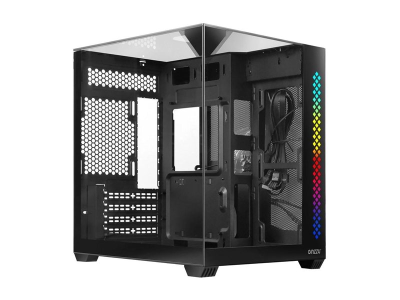 Ginzzu V340 RGB подсветка, закаленное стекло 1*USB 3.0,1*USB 2.0, AU Белый mATX