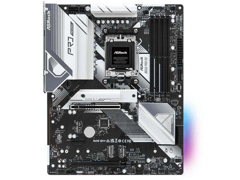 Материнская плата ASROCK B650 PRO RS, AM5, B650, 4*DDR5, 4*SATA, 3*M.2, 3*USB 3.2, 6*USB 2.0, Type-C, 2*PCIx16, 1*PCIx1, 1*M.2 (Key E), HDMI+DP, ATX