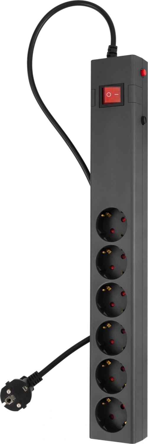 Сетевой фильтр Buro 600SE-16-1.8-B 1.8м (6 розеток) черный (коробка)